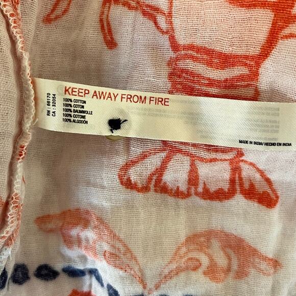 Anthropologie Lobster Print Open Back Blouse 100% Cotton Coastal Blouse | Medium - Picture 8 of 8